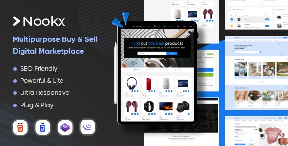 Nookx – Multipurpose Buy & Sell – Digital Marketplace Bootstrap HTML Template with Admin Panel – 25277286