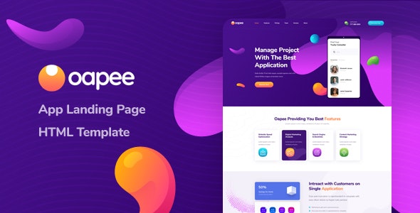 Oapee – App Landing Page HTML Template – 26575130