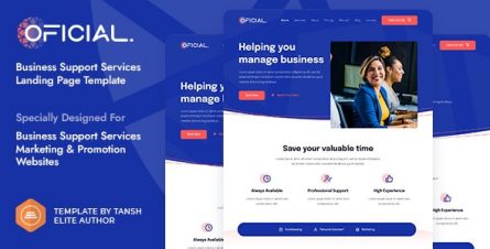 Oficial Business Support Services HTML Landing Page Template - 29682546