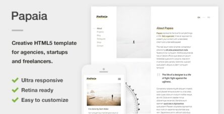 Papaia - Creative HTML5 Site Template for Agencies, Startups & Freelancers - 21416544