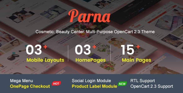 Parna - Multipurpose Responsive OpenCart 2.3 Theme Cosmetic Beauty Center Fashion Store - 19991127