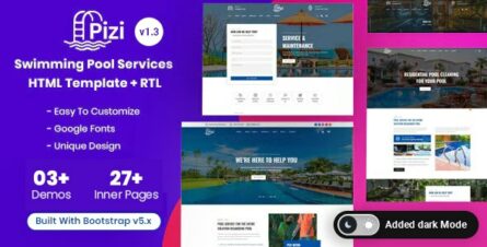 Pizi - Swimming Pool Services HTML Template - 28376766