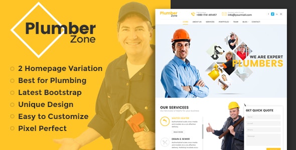 Plumber Zone – Plumbing, Repair & Construction HTML Template – 15187518