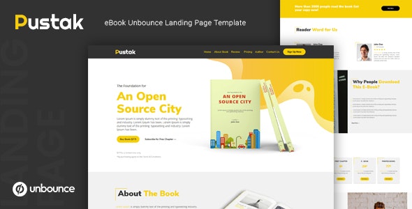 Pustak — eBook Unbounce Landing Page Template – 24469214