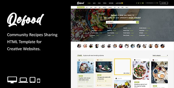 Qefood – Community Recipes Sharing HTML Template – 34550985