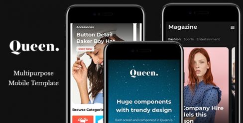 Queen – Multiconcept HTML Mobile App Template – 22634525