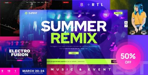 Rockfest – Music Festival Event, DJ Concert and Night Club Bootstrap 5 Website Template – 35656124