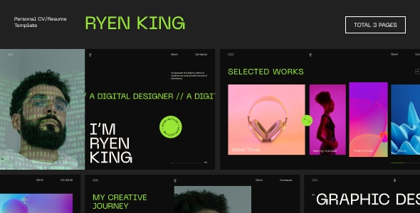 Ryen King - Personal CV Resume HTML Template - 32573254