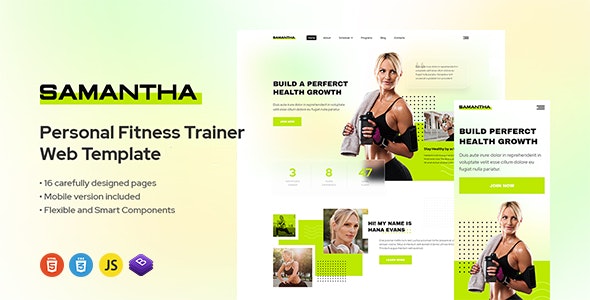 Samantha - Personal Fitness Trainer & Health Coach Template - 39662036