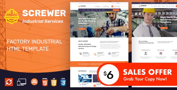 Screwer – Factory & Industrial Business HTML Template – 23128570