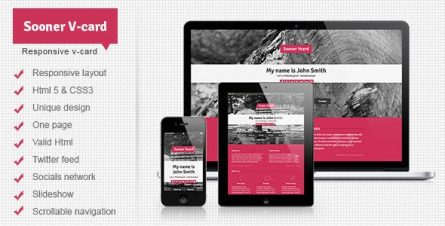 Sooner Responsive One Page V-card Template - 4228851