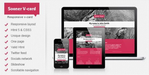 Sooner Responsive One Page V-card Template – 4228851