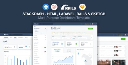 StackDash - HTML, Laravel & Rails Dashboard Template - 28469741