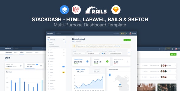 StackDash – HTML, Laravel & Rails Dashboard Template – 28469741