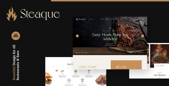 Steaque | Restaurant and Cocktail Bar WordPress Theme – 27585848