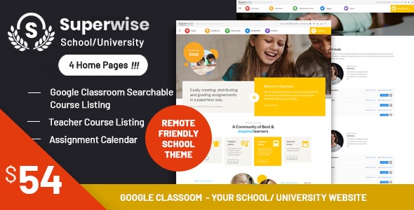 Superwise – Modern Education and Google Classroom WordPress Theme – 20992377