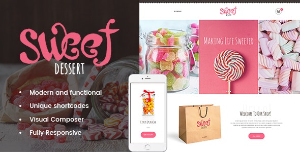 Sweet Dessert - Candy Shop & Cafe WordPress Theme - 19888037