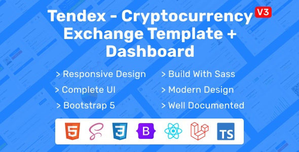 Tendex – React, HTML & Laravel Crypto Exchange Landing Page With Dashboard – 29940816