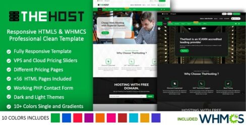 TheHost – Responsive HTML & WHMCS Latest Bootstrap Web Hosting Premium Template – 20501177