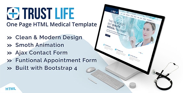 Trustlife - Medical and Health Landing Page HTML Template with RTL - 22009839
