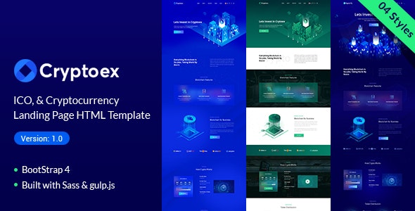 Trypto ICO and Cryptocurrency Landing Page HTML Template – 22311854