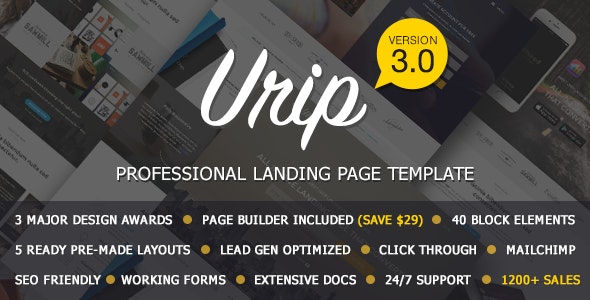 Urip – Professional Landing Page With HTML Builder – 11317046