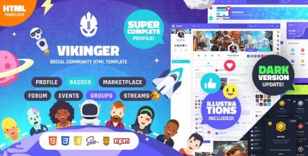 Vikinger - Social Community and Marketplace HTML Template - 25715500