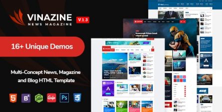 Vinazine - Multi-concept News, Magazine HTML Template - 22592228
