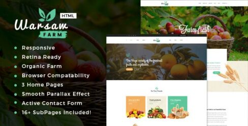 Warsaw – Organic Food, Agriculture, Farm Services and Beauty Products HTML Template – 19177557