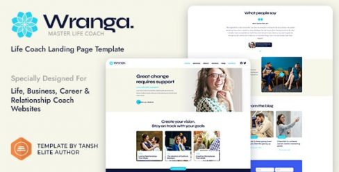 Wranga Life, Business & Career Coach Feminine HTML Landing Page Template – 29994479