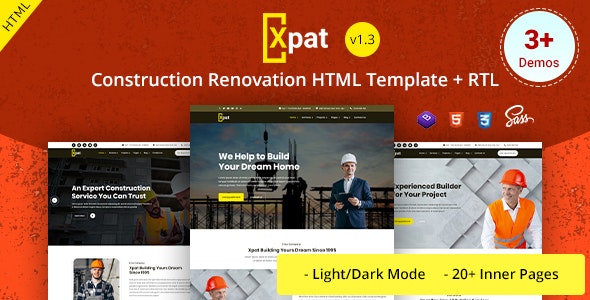 Xpat - Construction & Renovation Services HTML Template - 26550376