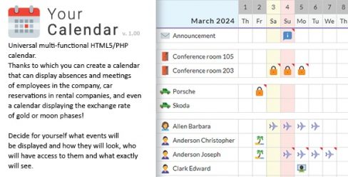 Your Calendar – Universal multi-functional calendar. Team, rental, multipurpose calendar. – 25651462