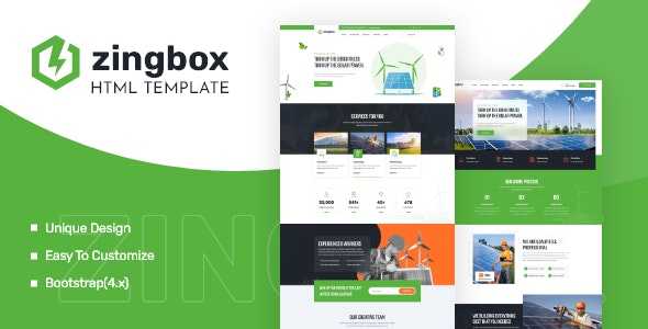 Zingbox – Wind & Solar Energy HTML Template – 33422119
