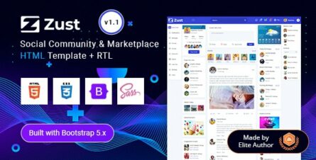 Zust - Social Community & Marketplace HTML Template - 34339274