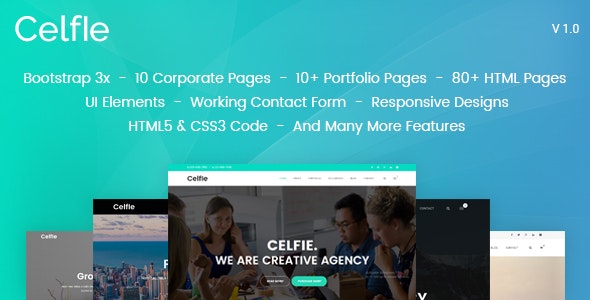 Celfie – Bootstrap 3x Multi-Purpose HTML5 Template – 21196318
