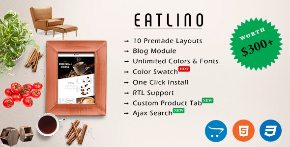 Eatlino – Advanced Multipurpose OpenCart Theme – 19876550