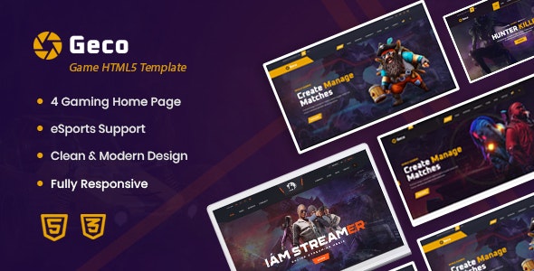 Geco – eSports Gaming HTML5 Template – 26217041