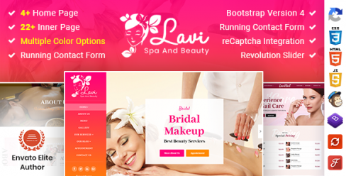Lavi : Beauty Spa Salon Makeup Parlour Bootstrap 4 Template – 25936003