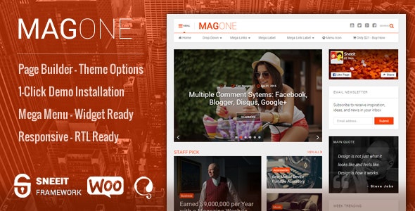 MagOne -­ Responsive Magazine & News WordPress Theme – 14342350