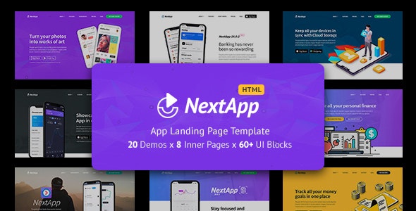 NextApp – App Landing Pages Pack – 23312644