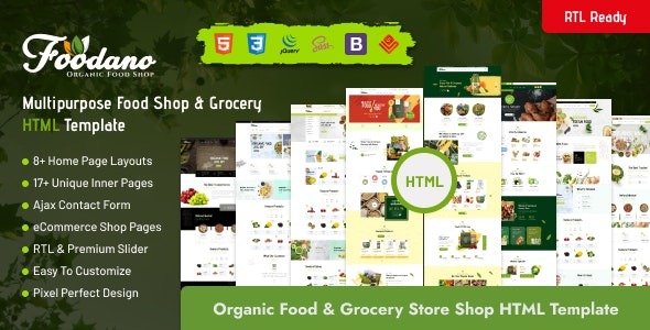 Foodano – Organic Food Shop & Grocery Marketplace HTML Template – 38253647