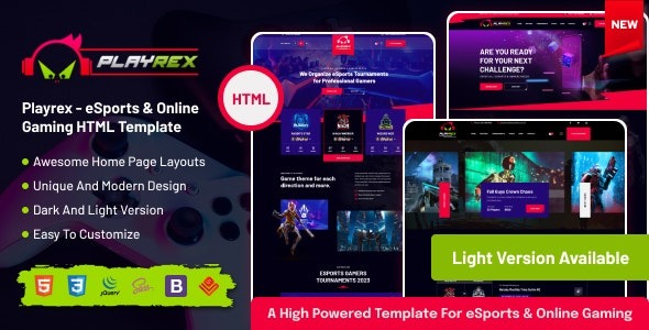 Playrex – eSports & Gaming Clan News HTML Template – 42444987
