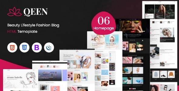QEEN-Beauty Fashion Blogger HTML Template – 36369192