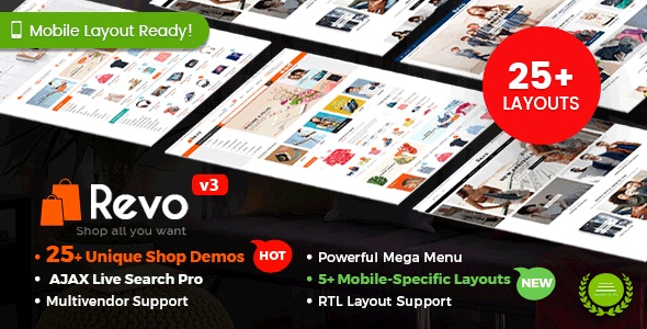 Revo – Multipurpose WooCommerce WordPress Theme (25+ Homepages & 5+ Mobile Layouts) – 18276186