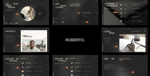 Roberto. – Onepage Horizontal Personal CV/Resume HTML Template – 31793749