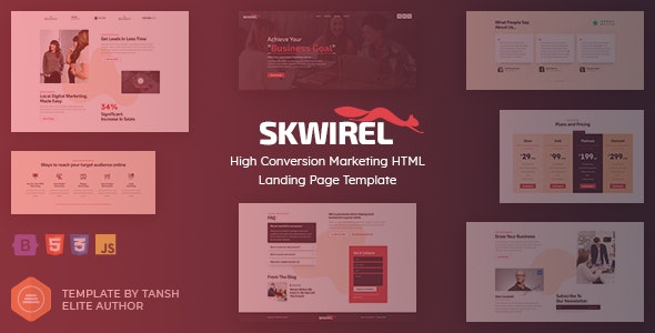 Skwirel – High Conversion Marketing HTML Landing Page Template – 32287785