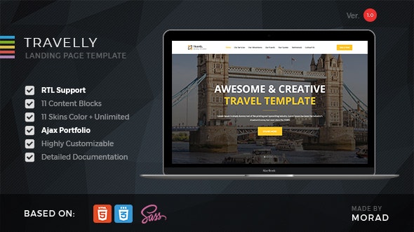 Travelly – Tourism & Agency HTML Landing Page – 18066900