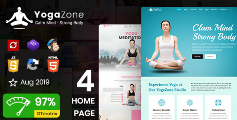 YogaZone: Yoga, Fitness & Meditation Mobile Responsive Bootstrap Html Template – 19484032